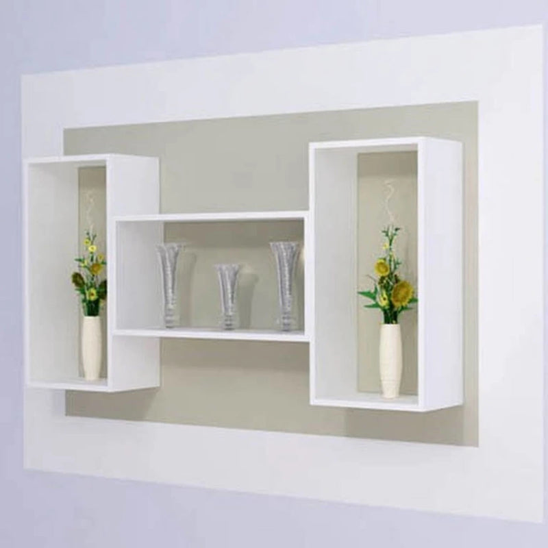 Nicho Organizador Retangular 50x20x10cm Kit 3 Peças Em Mdf Branco ou Preto Banheiro, Quarto, sala, cozinha com Suporte