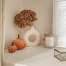 Kit 2 Vasos Decorativos Donut Nórdico - Cerâmica Fosca Branca - 15cm e 18cm - Minimalista