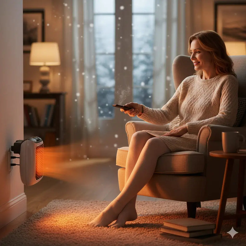 Mini Aquecedor Cerâmico Portátil com Controle Remoto – Silencioso, Seguro e Eficiente