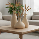 Kit Vaso Decorativo Porto 3 Peças – Cerâmica Off White Fosco | Design Moderno