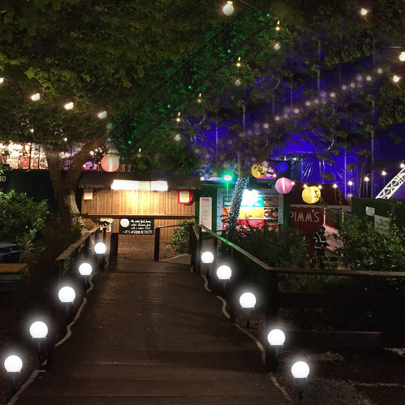 Kit 4 Luminárias Solar Esfera LED - Jardim e Área Externa - 8h Autonomia