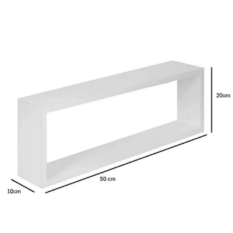 Nicho Organizador Retangular 50x20x10cm Kit 3 Peças Em Mdf Branco ou Preto Banheiro, Quarto, sala, cozinha com Suporte