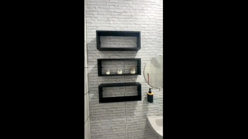 Nicho Organizador Retangular 50x20x10cm Kit 3 Peças Em Mdf Branco ou Preto Banheiro, Quarto, sala, cozinha com Suporte