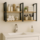 Dupla Prateleira para Teto/Parede MDP com Suporte de Ferro Estilo Industrial