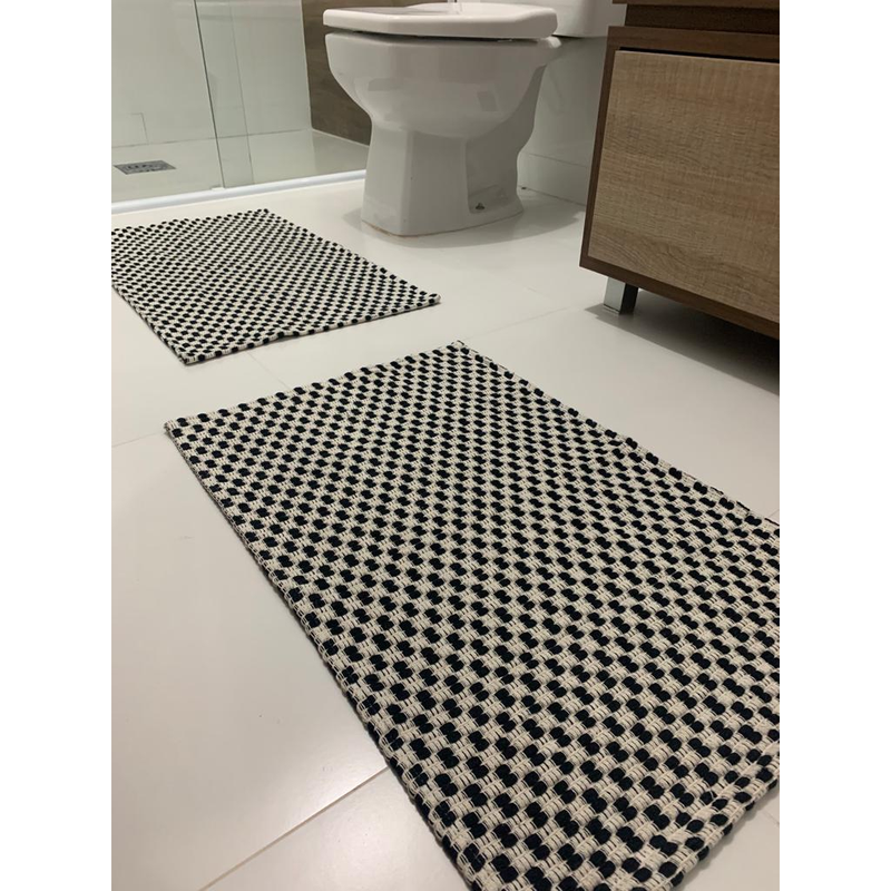 Jogo Tapete Banheiro 2 Peças 100% Algodão - Antiderrapante Absorvente - Lavável Máquina