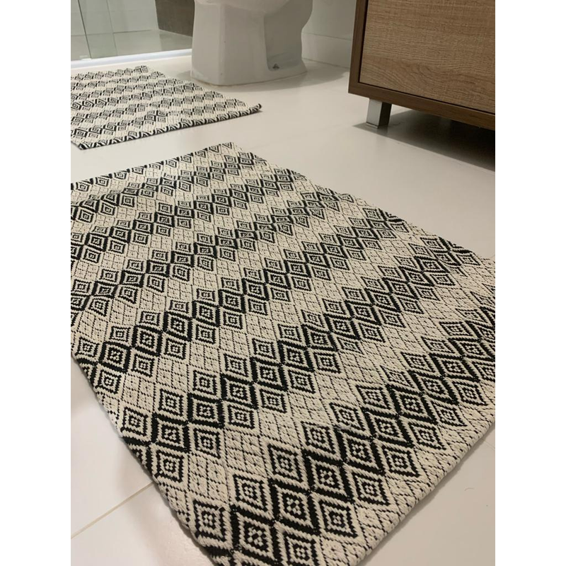 Jogo Tapete Banheiro 2 Peças 100% Algodão - Antiderrapante Absorvente - Lavável Máquina