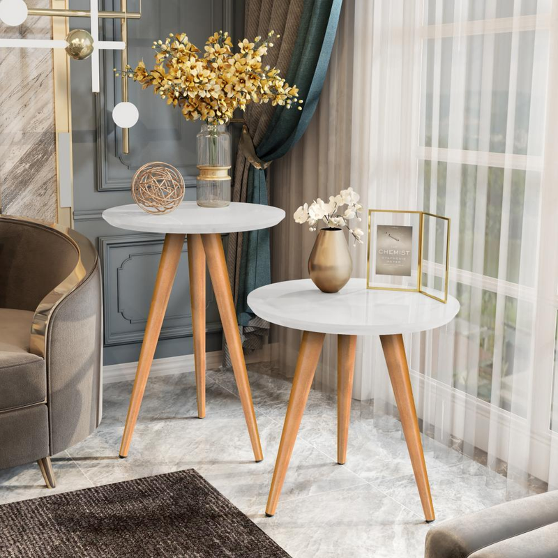 Conjunto de Mesas para Sala Classic Sofá Redonda com Pés Palito Decoração