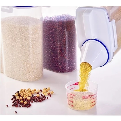 Kit 3 Pote Porta Sabão em pó e Alimentos Hermético 2L Copo Medidor Bico Dosador c/ Trava Resistente