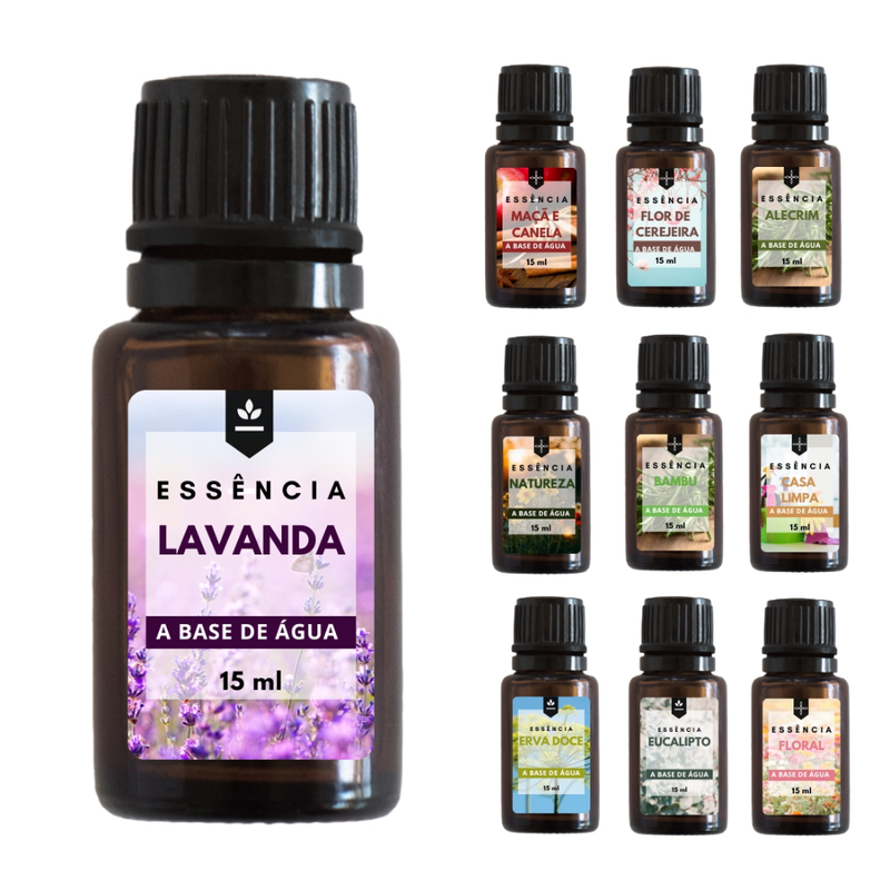 Kit 10 Essências Hidrossolúveis 15ml – Para Umidificador, Difusor e Aromatizador Elétrico