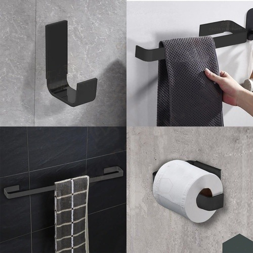 Kit De Banheiro Preto Com Ducha Higiênica - Porta Toalhas