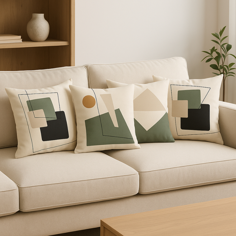 Kit com 04 unidades de Almofadas Decorativas 45x45 Digitalizado abstrato