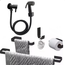 Kit De Banheiro Preto Com Ducha Higiênica - Porta Toalhas