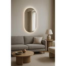 Espelho Oval Iluminado LED 80x50cm Lapidado Sem Borda