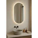 Espelho Oval Iluminado LED 80x50cm Lapidado Sem Borda
