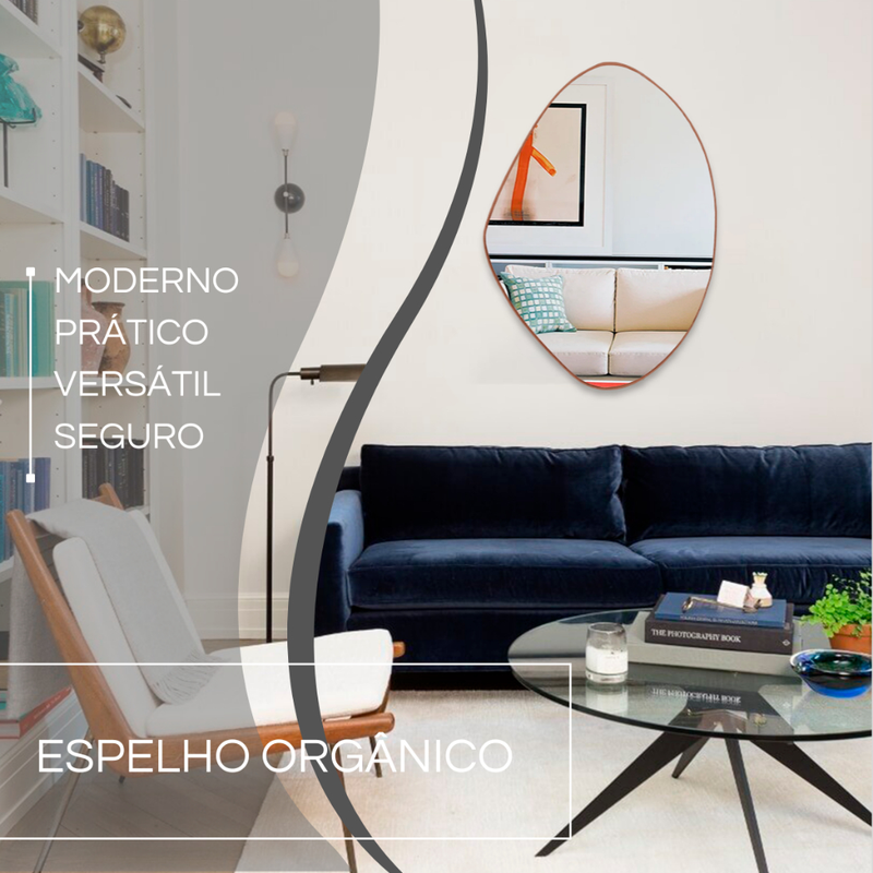 Kit Combo Espelhos Decorativos We Mirror – Com Moldura Caramelo P/ Sala Quarto Banheiro Lavabo Hall