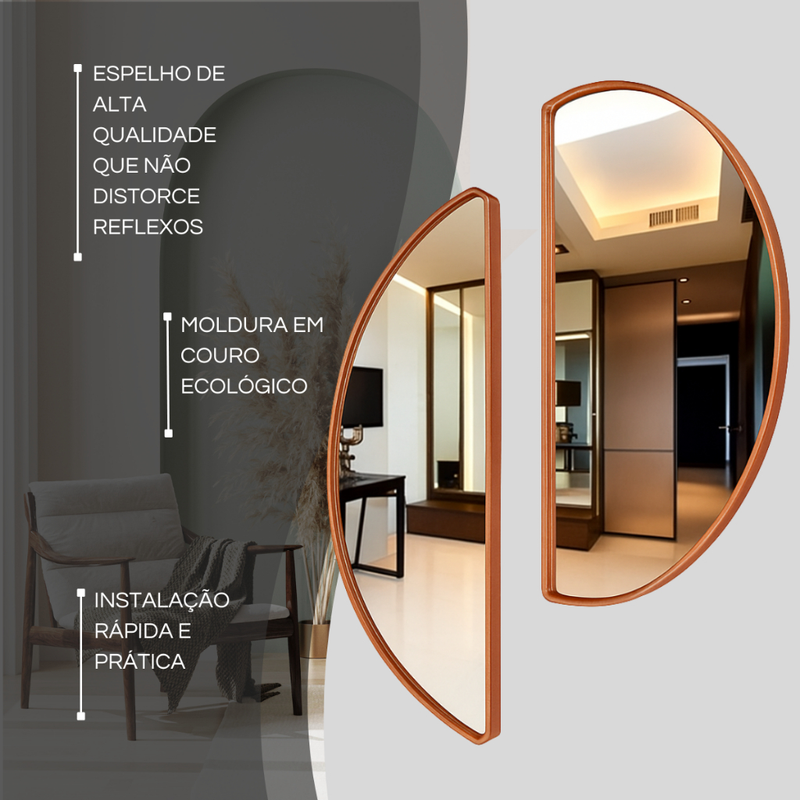 Kit Combo Espelhos Decorativos We Mirror – Com Moldura Caramelo P/ Sala Quarto Banheiro Lavabo Hall