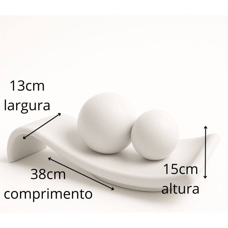 Kit Decorativo em Cerâmica Rampa com Esferas + Vasos Mônaco Modernos