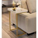 Mesa Lateral Espelhada com Pés de Ferro Resistente e Elegante Apoio Sala Sofá Moderna Decoração