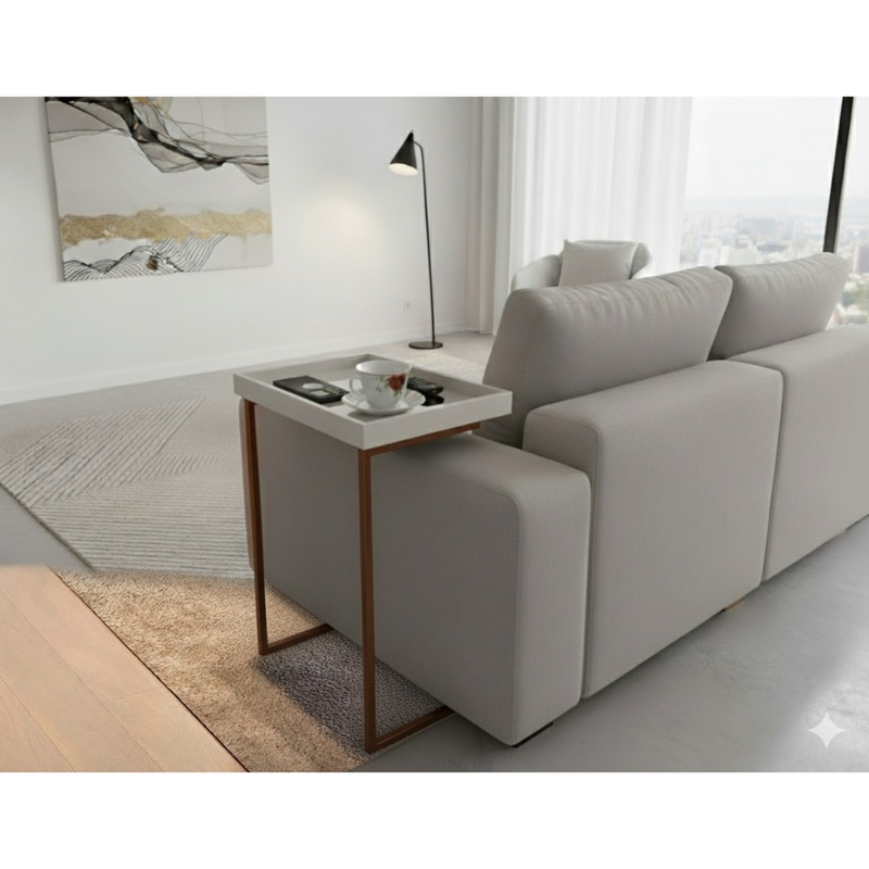 Mesa Lateral Espelhada com Pés de Ferro Resistente e Elegante Apoio Sala Sofá Moderna Decoração