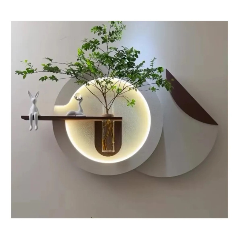 Quadro decorativo iluminação Led Lotus Decor Q8 sala hall quarto